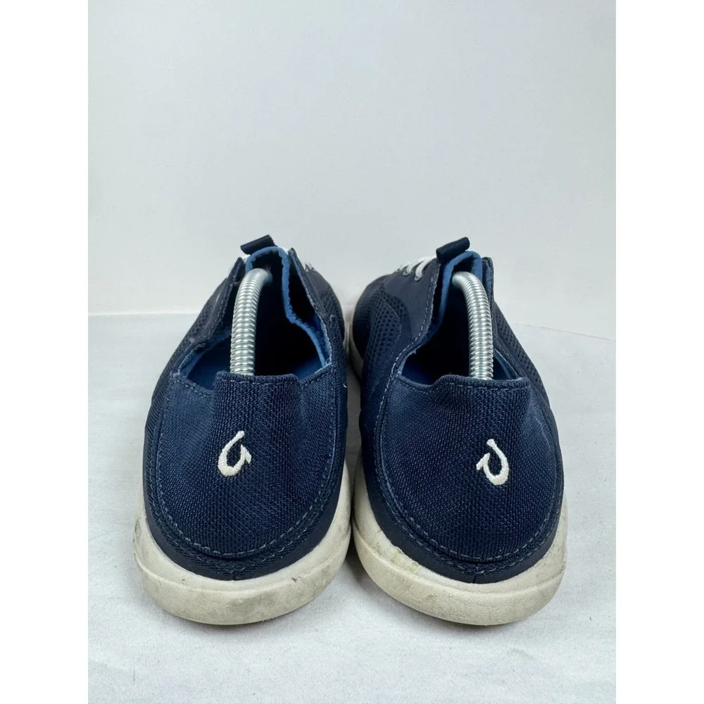 Olukai Moku Pae Mens Sneakers Trench Blue Off White Mesh Slip On Boat Shoes 10